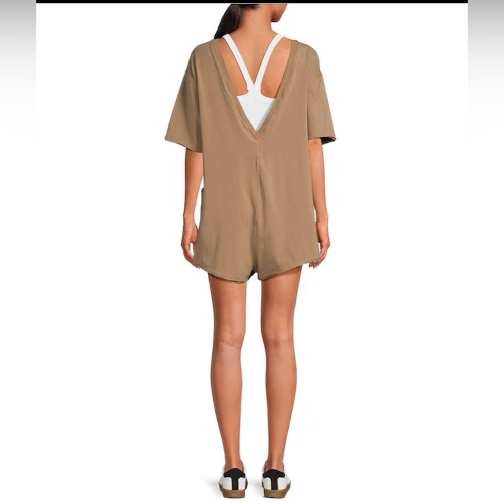 FP Movement by Free People Hot Shot Tan Tee Romper Small NWT - Picture 2 of 2